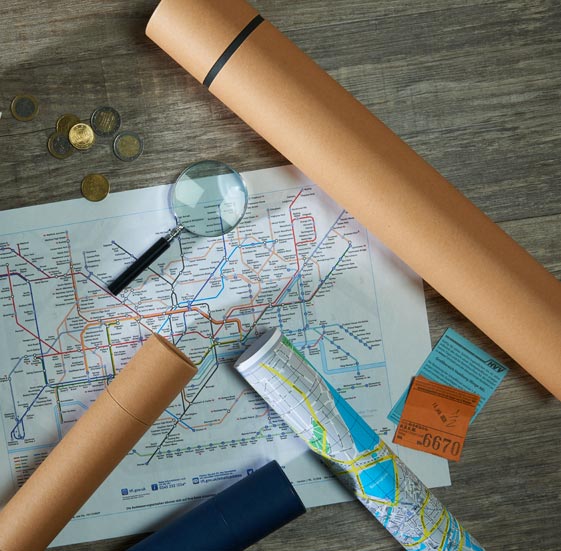Kartonröhre mit Stadtplan – Nachhaltige Verpackungslösung
