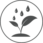 Nachhaltig & umweltfreundlich Nachhaltigkeits-Icon mit einer Pflanze und Wassertropfen