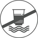 Plastikfrei – umweltschonend Icon mit durchgestrichenem Plastikbecher über Wasser, symbolisiert plastikfreie Produkte